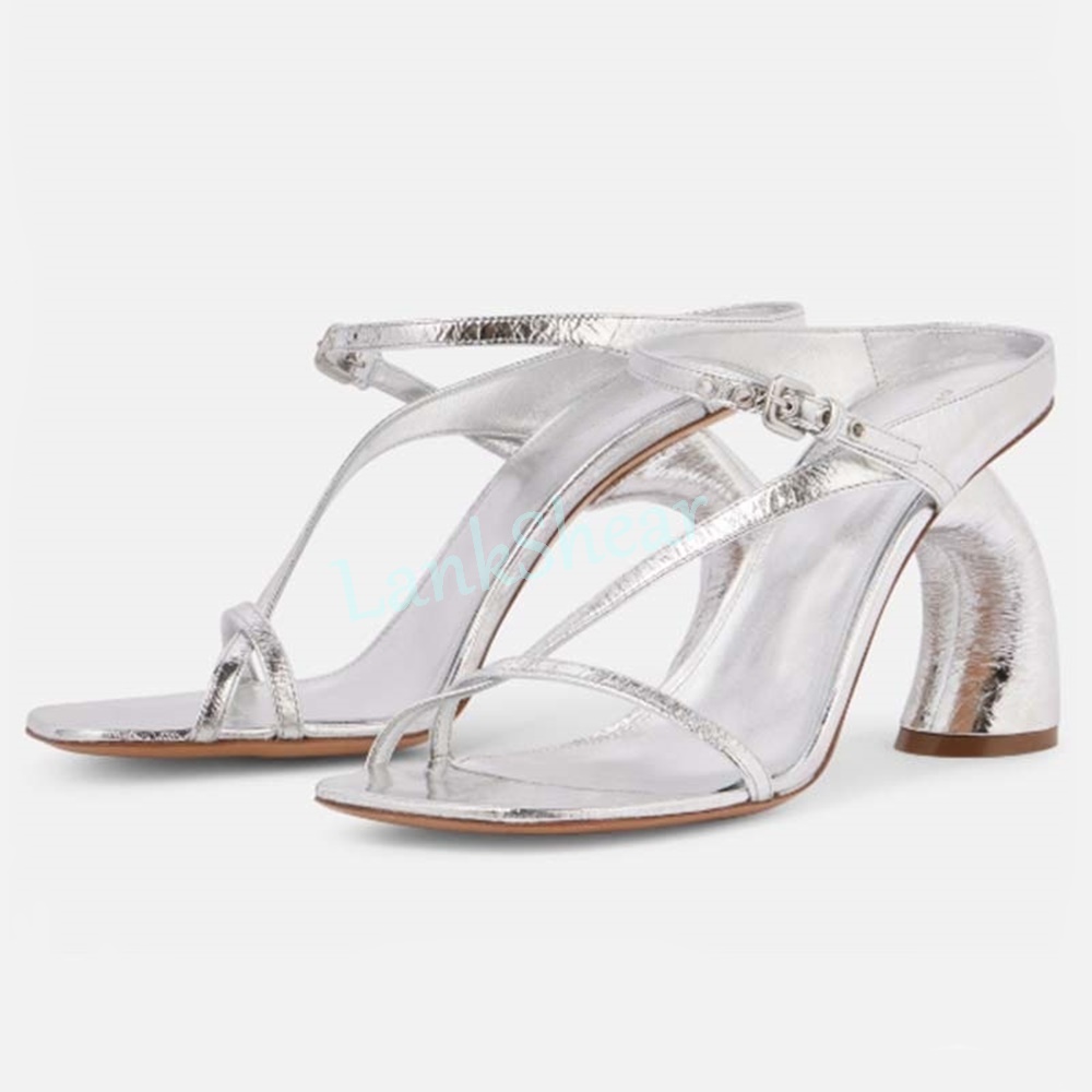 Women'S Shoes Paris - Sandálias de Salto Alto em Couro
