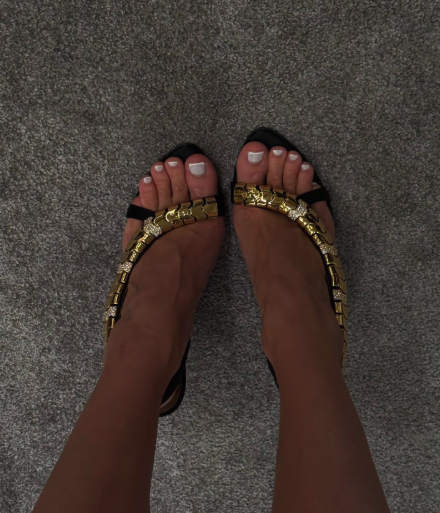 Gold Chain Sandal - Sandálias de Couro Sexy com Corrente
