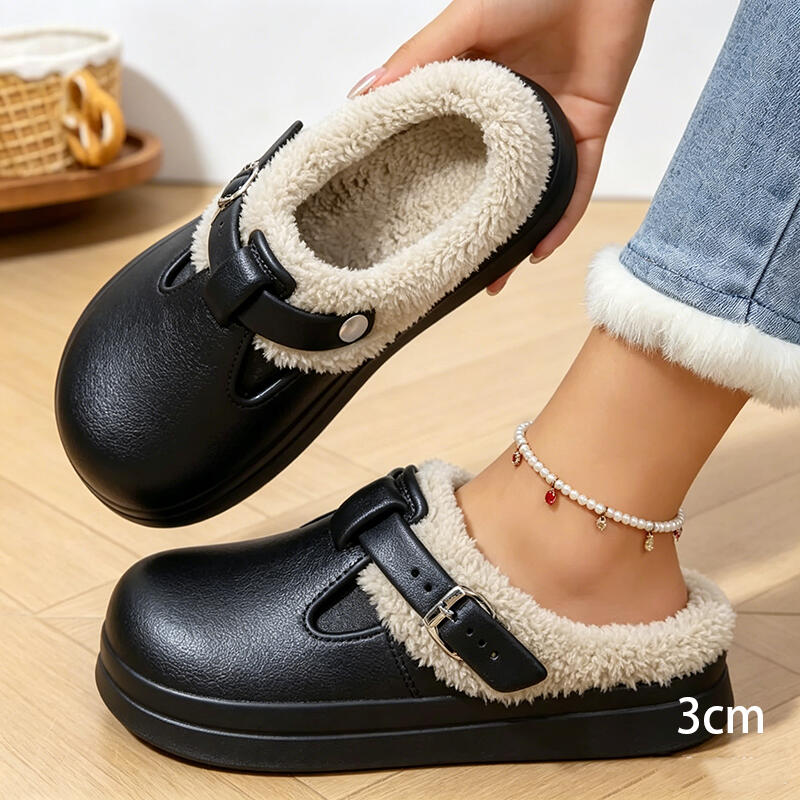 Women'S Shoes Water Resistant - Chinelo Casual Feminino de Pelúcia Quente
