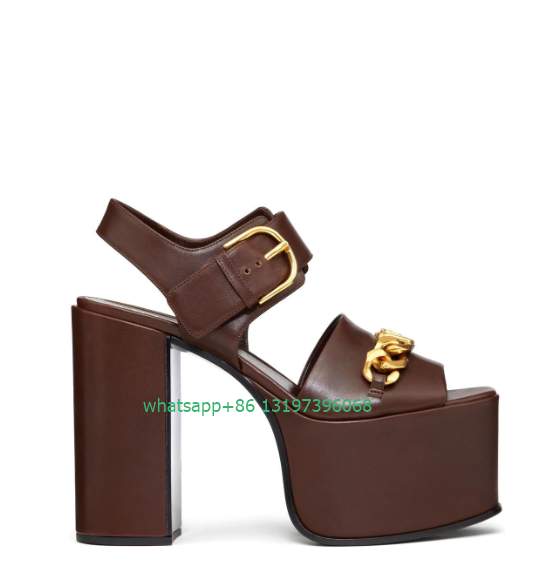 Gold Chain Sandal - Senhora corrente de ouro fivela design