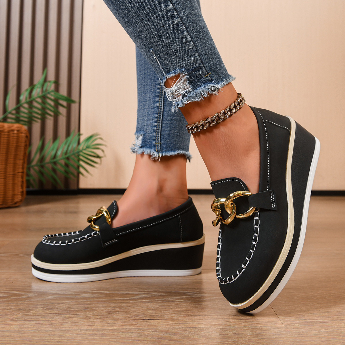 Women'S Shoes Loafers Black - Mulheres plataforma mocassins senhoras elegantes camurça