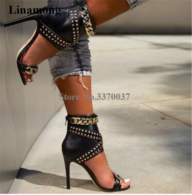 Gold Chain Sandal - Moda ocidental feminina dedo do pé