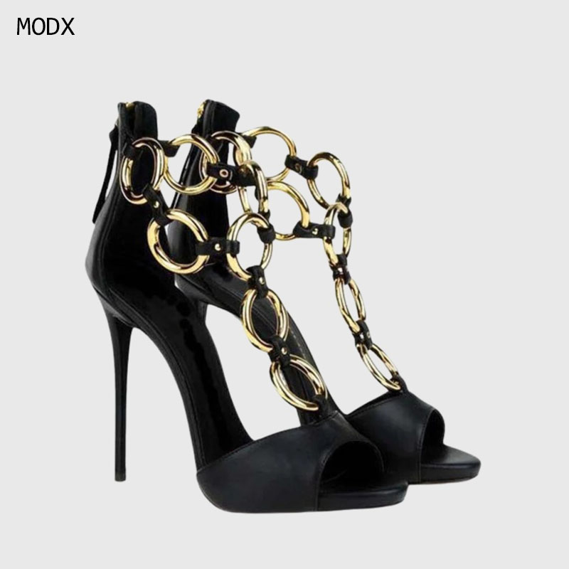 Sandálias Femininas de Couro P - Gold Chain Sandal avaliação e preço