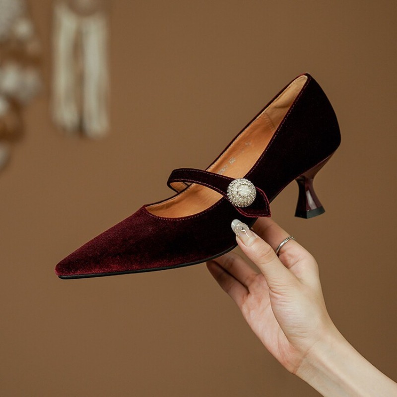 Vinho tinto apontou toe mary j - Slingback Pumps Women avaliação e preço