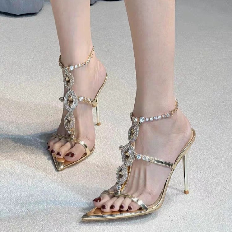 Sandálias Femininas de Luxo co - Gold Chain Sandal avaliação e preço