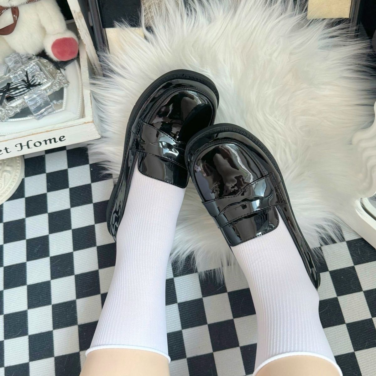Moda preto brilhante escola un - Women'S Shoes Loafers Black avaliação e preço