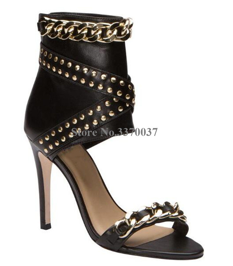 Moda ocidental feminina dedo d - Gold Chain Sandal avaliação e preço