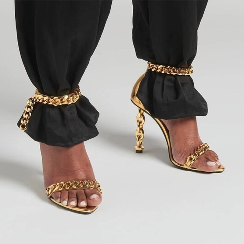 Sexy corrente de ouro salto ap - Gold Chain Sandal avaliação e preço
