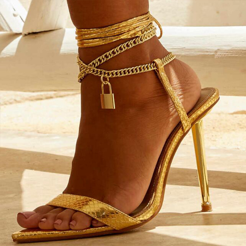 2026 feminino prata ouro corre - Gold Chain Sandal avaliação e preço