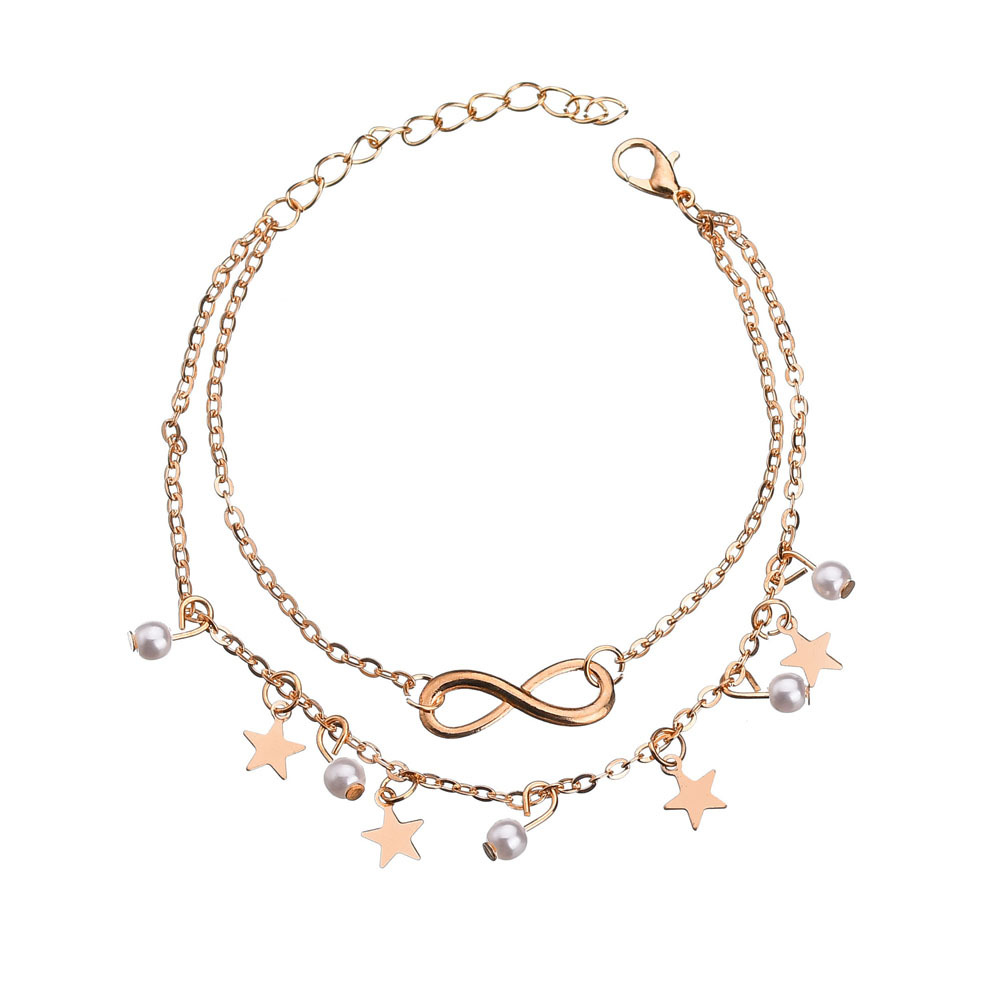 Simples borla dupla estrela pé - Gold Chain Sandal avaliação e preço