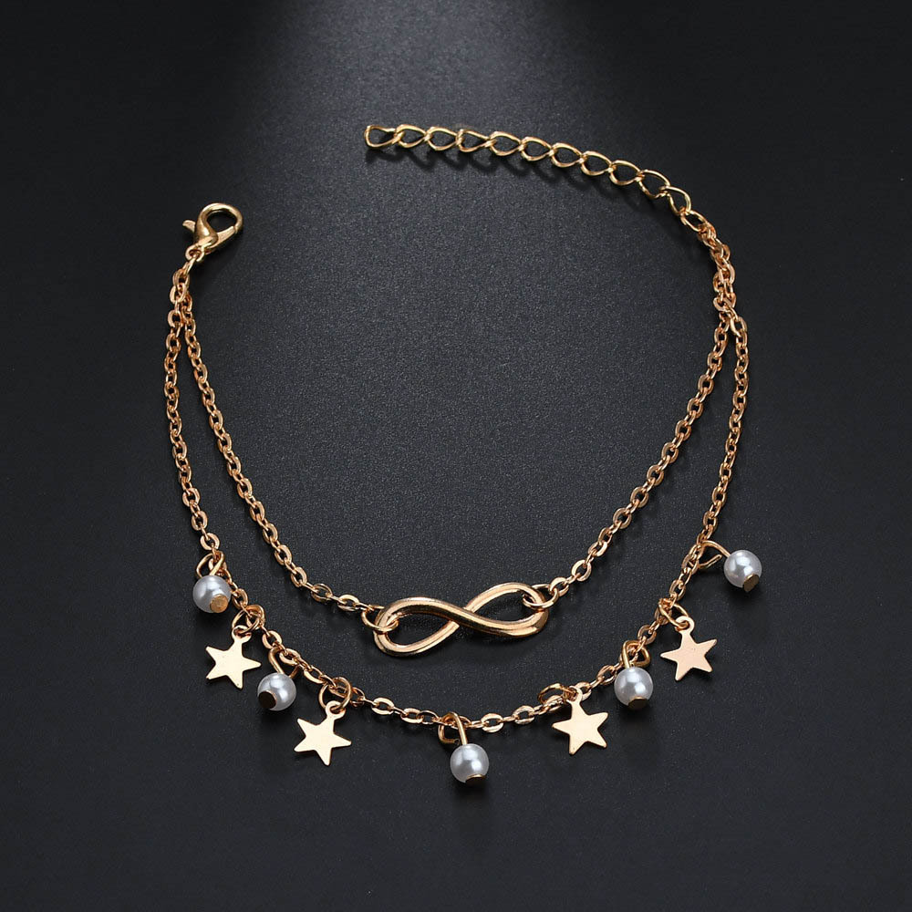 Simples borla dupla estrela pé - Gold Chain Sandal avaliação e preço